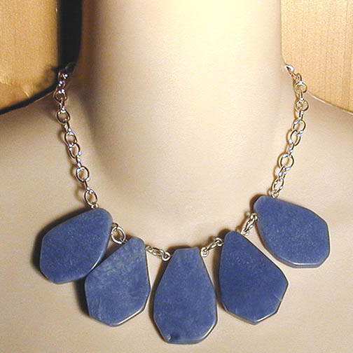 Blue Quartz Teardrops on Sterling Chain